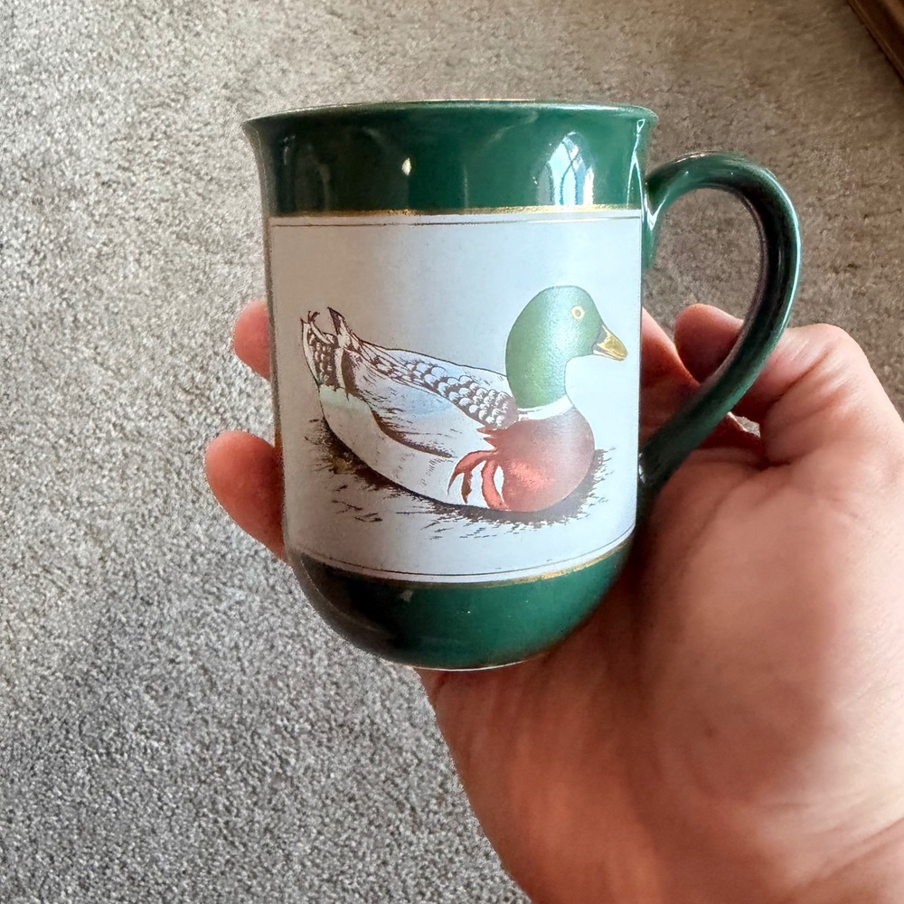 Vintage Otagiri Japan Mallard Duck‎ Mug Green Gibson Greeting Cards Ceramic
